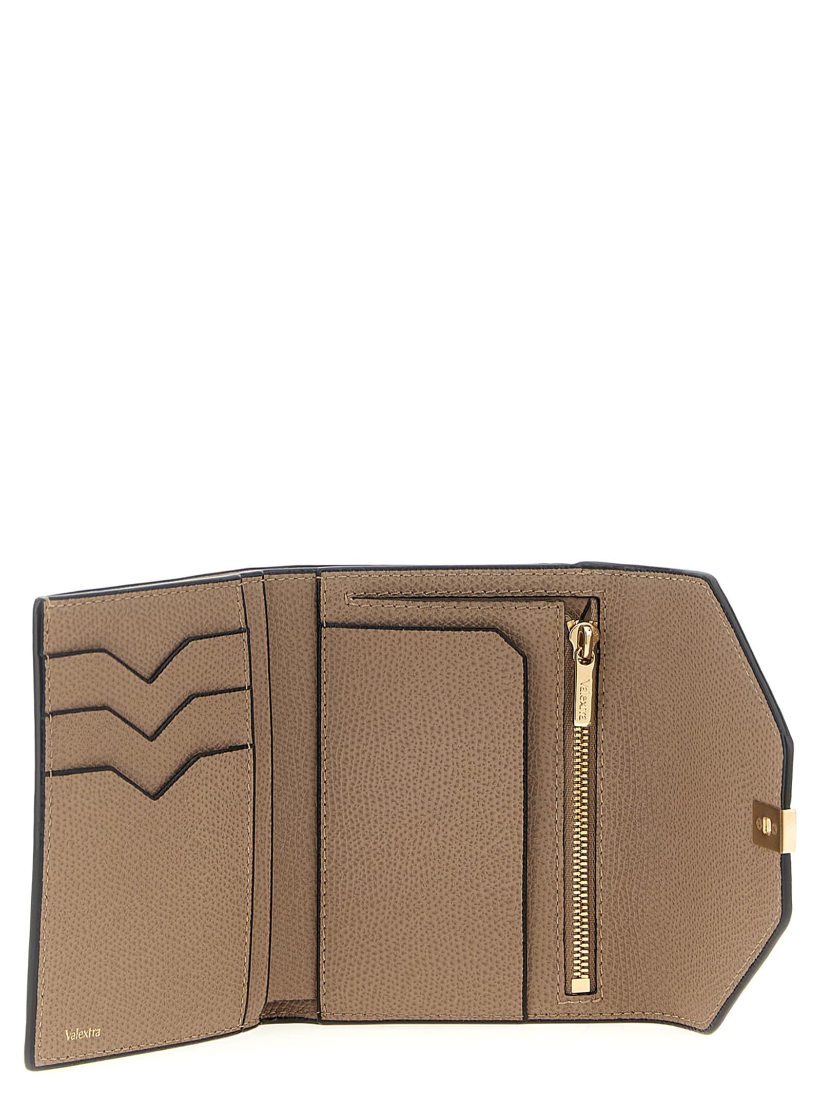 Valextra Flap Envelope Textured Finish Wallets Card Holders In Neutral