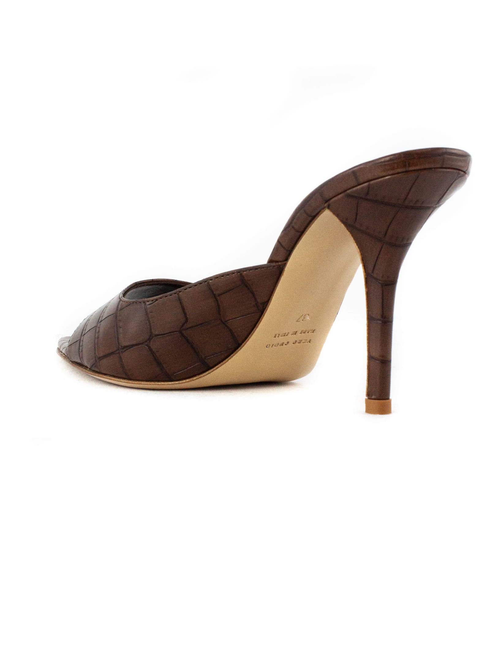 Shop Gia Borghini Brown Perni 04 Croc Sandal