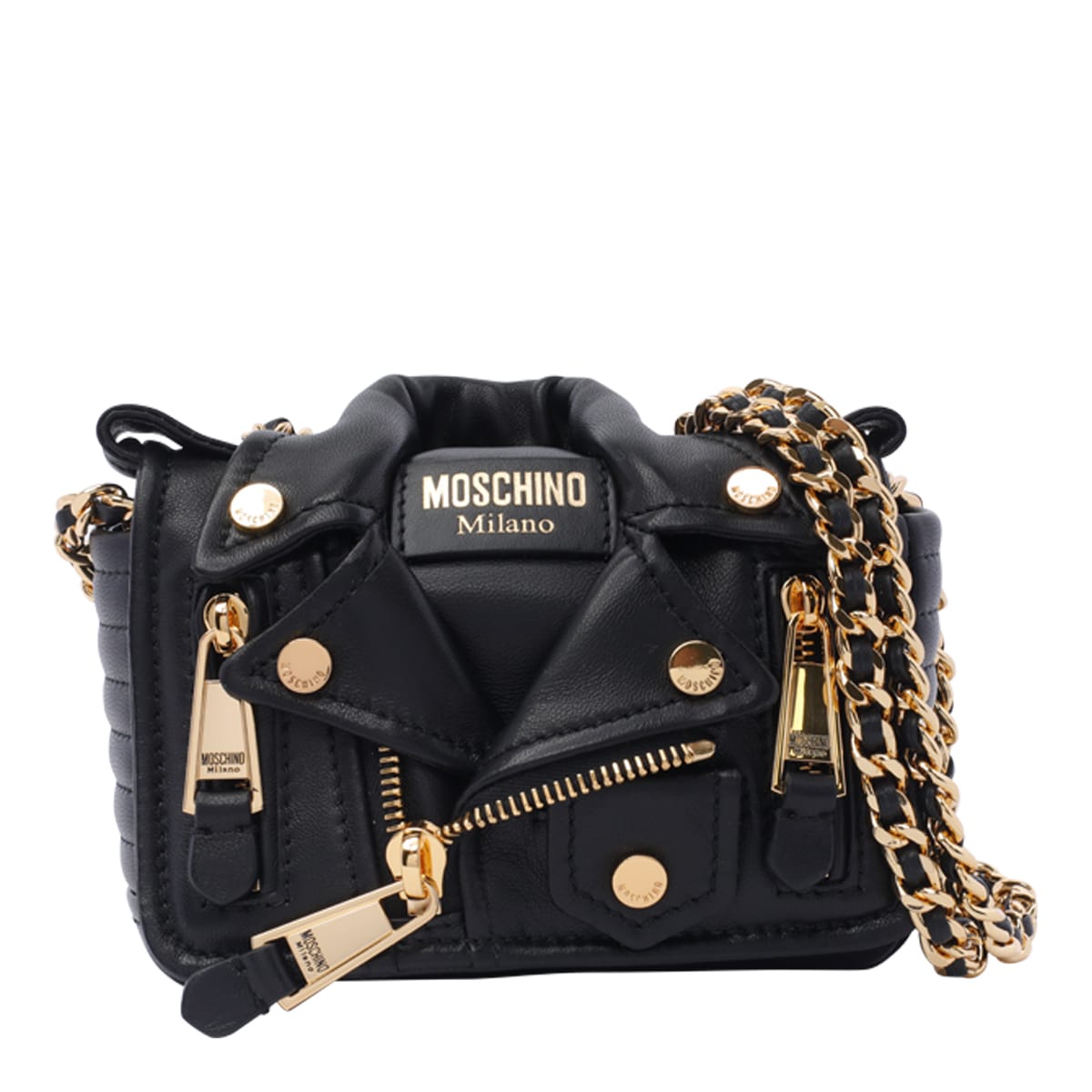 Shop Moschino Biker Bag In Black