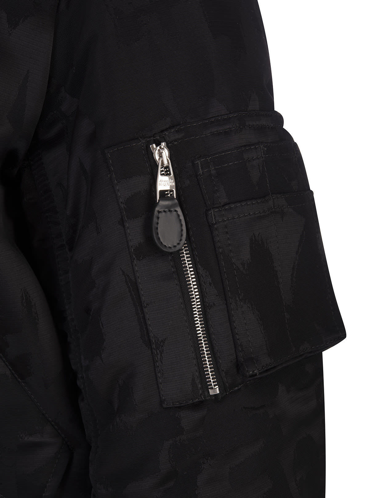 Alexander Mcqueen Mcqueen Graffiti Bomber Jacket In Black Polyfaille In 1010