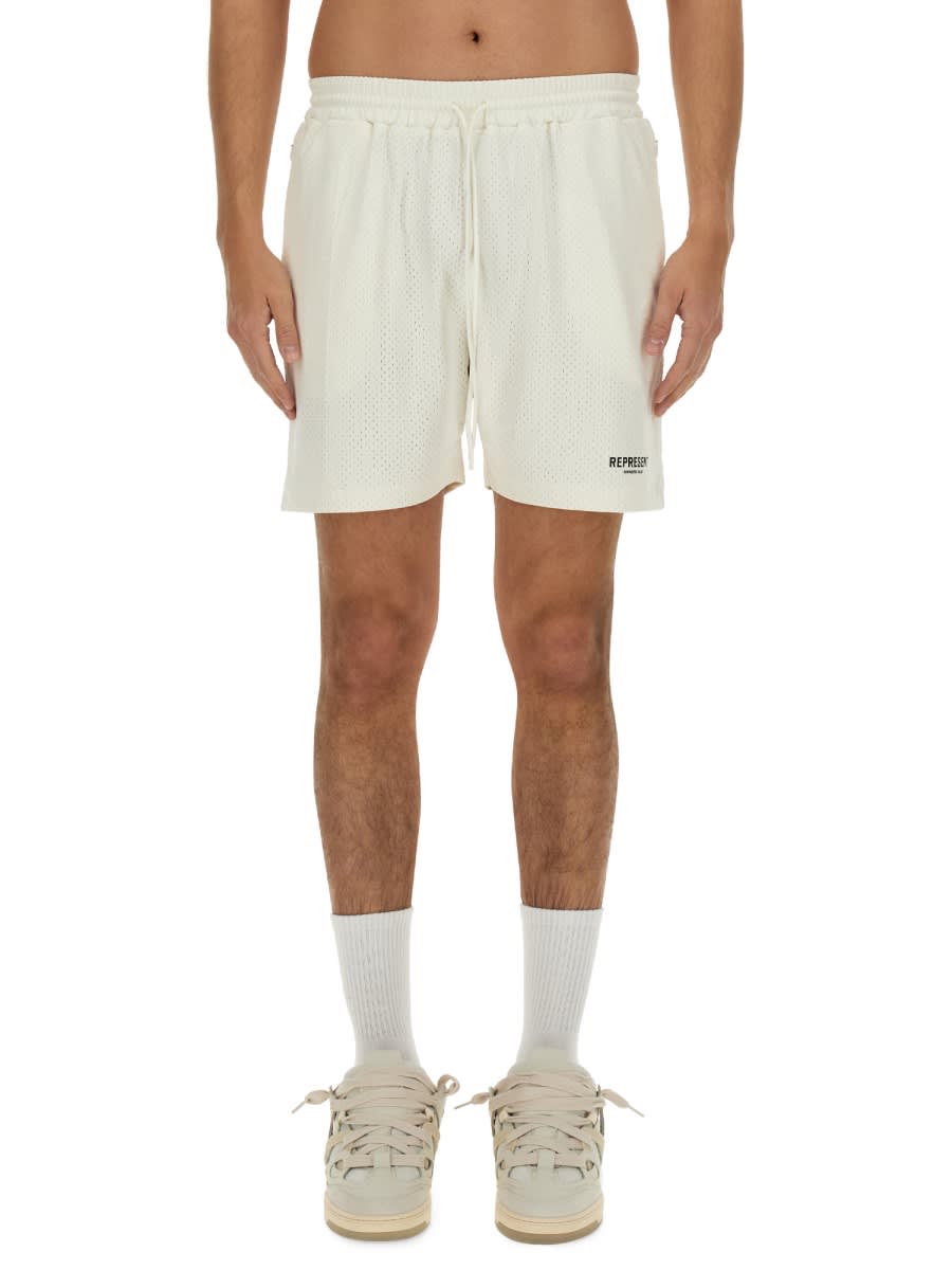 Shop Represent Mesh Bermuda Shorts In White