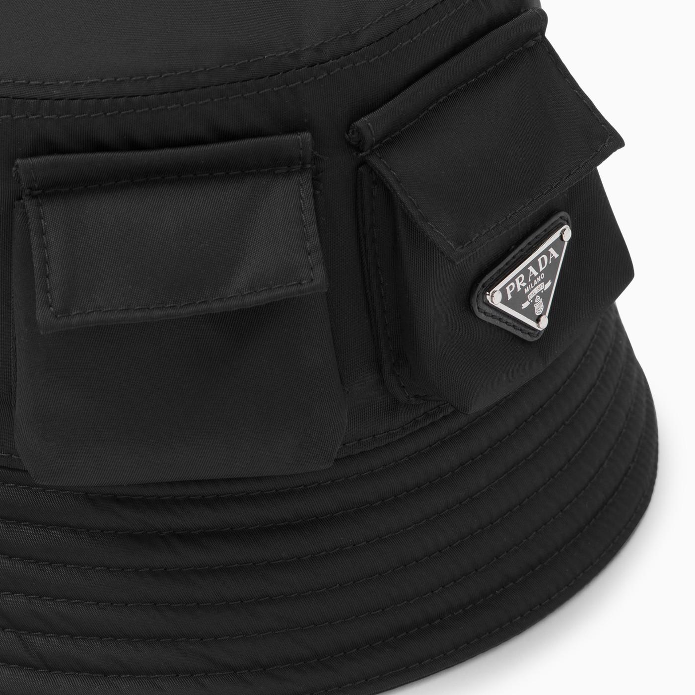 Shop Prada Black Re-nylon Bucket Hat With Pockets In Nero