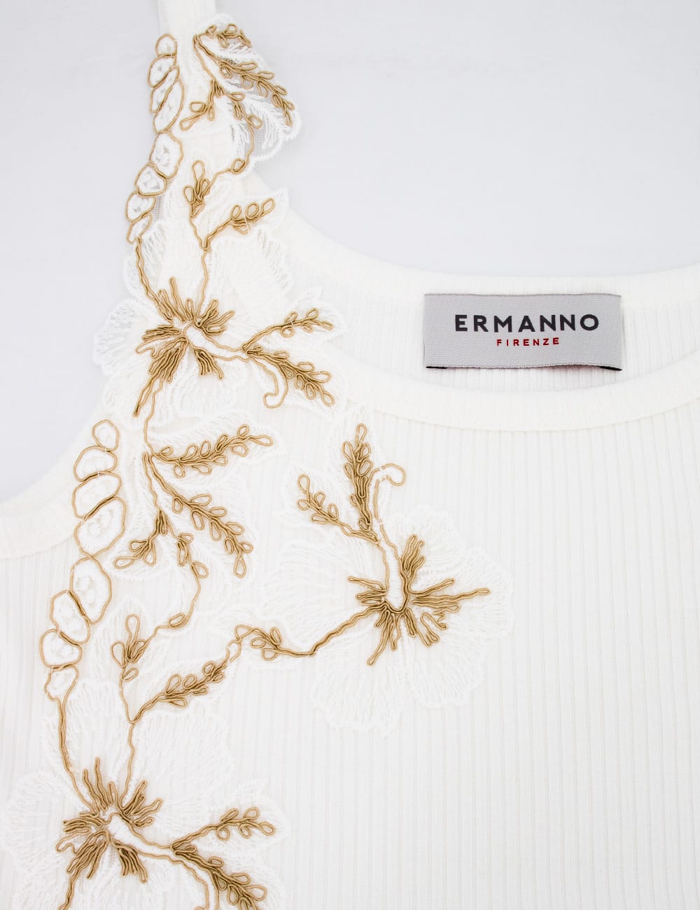 Shop Ermanno Firenze Top In Off White/sand Des