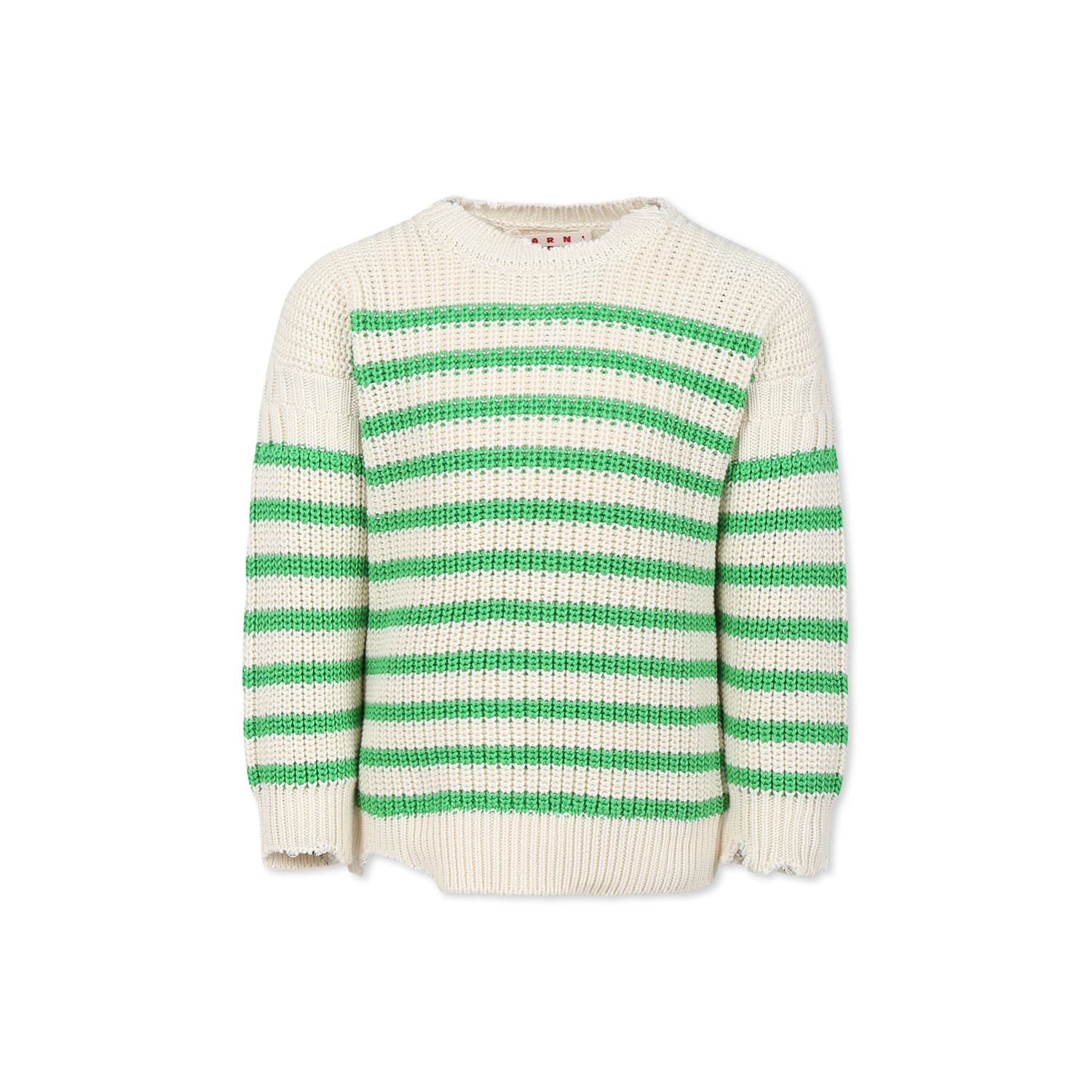 Marni Striped Sweater In Ivory