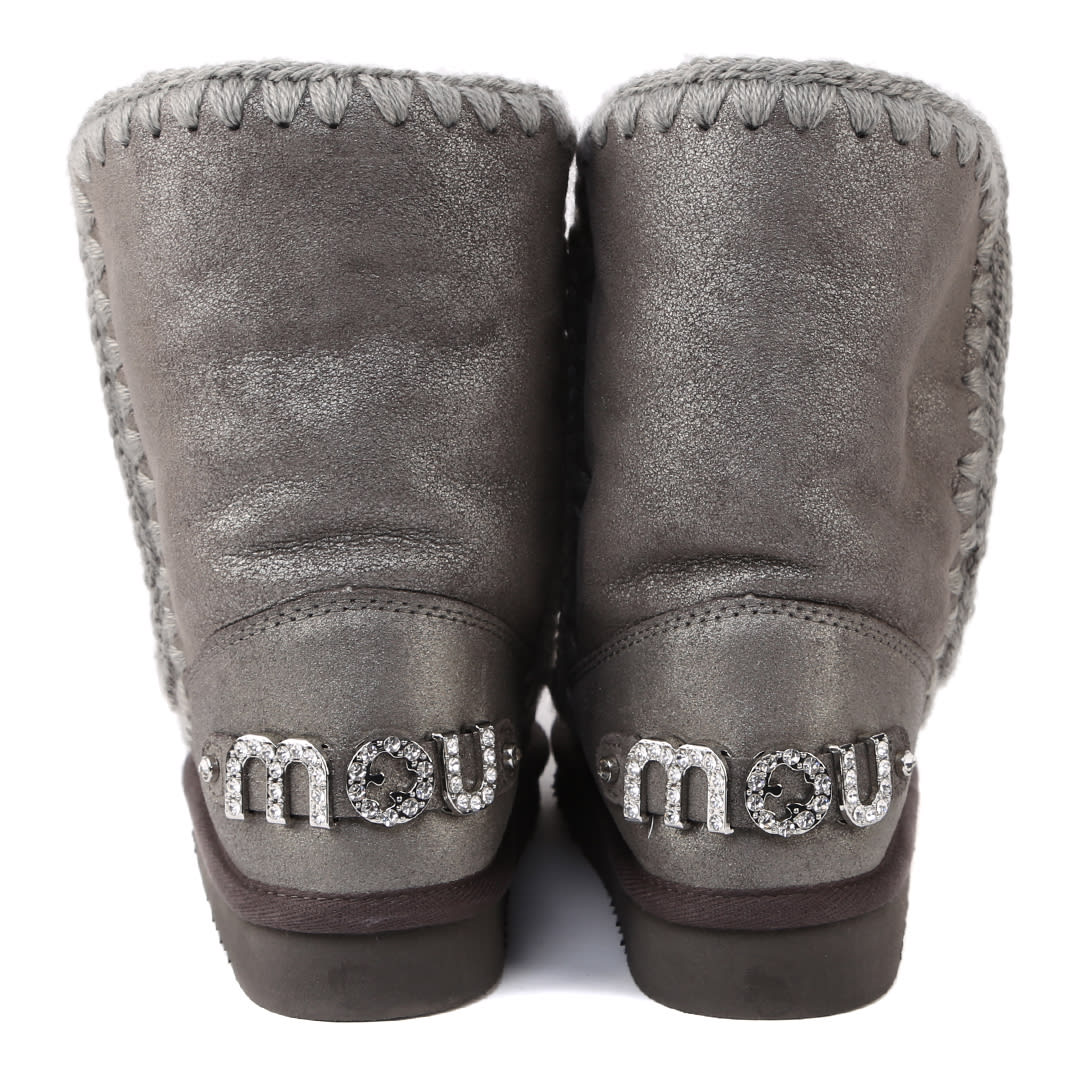 Shop Mou Eskimo 24 Rhinestones Logo Boots In Grey