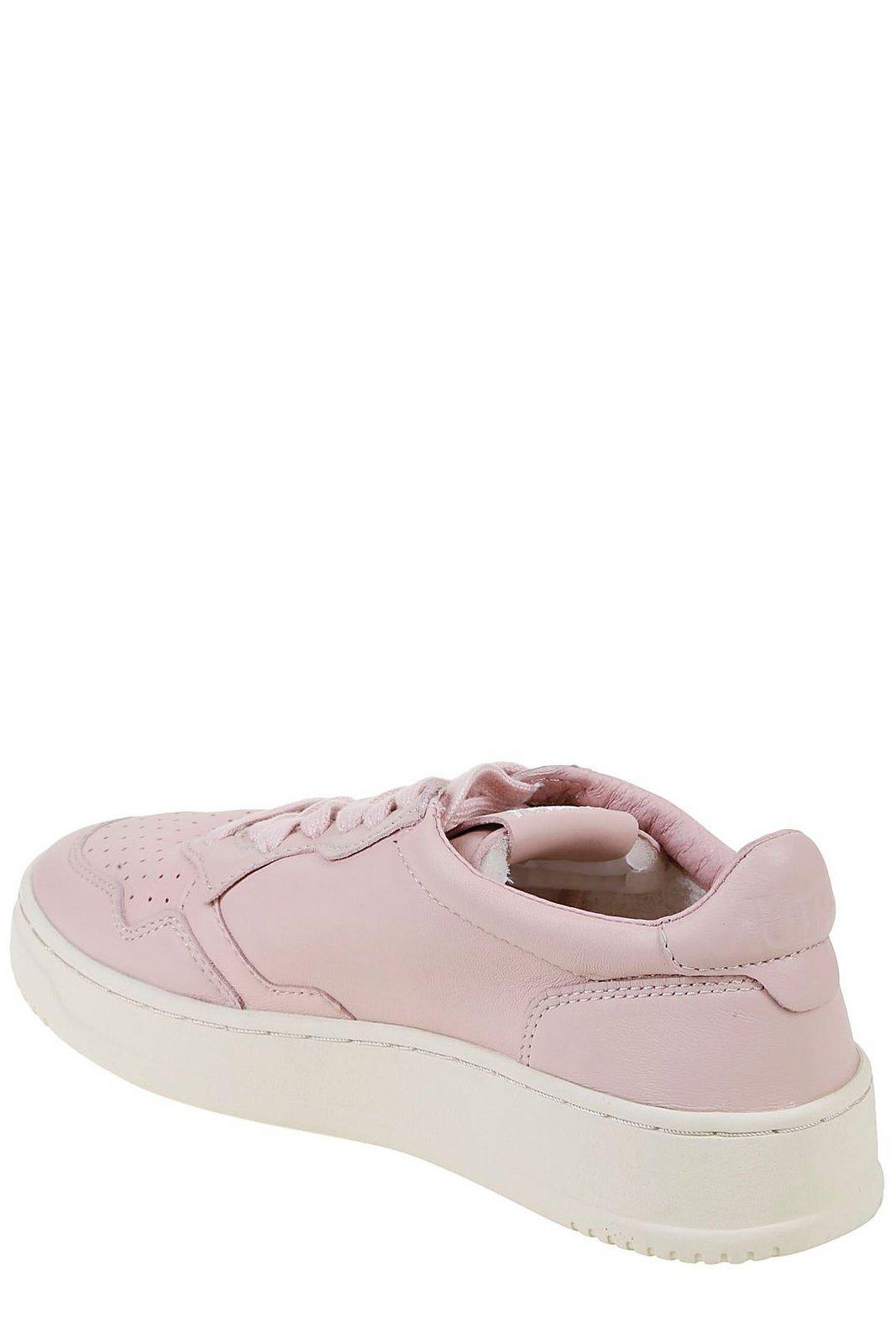 Shop Autry Round Toe Lace-up Sneakers In Peach