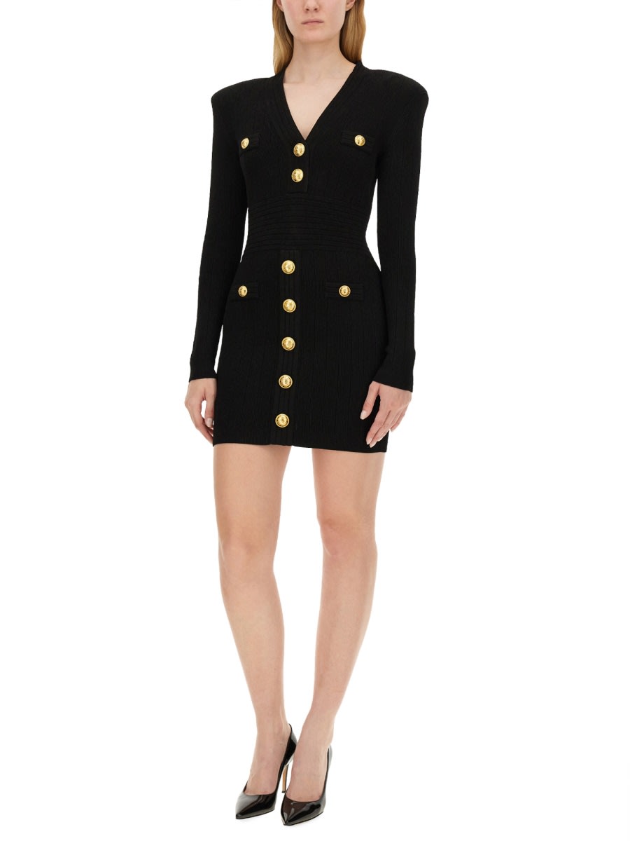 Shop Balmain Mini Dress In Black