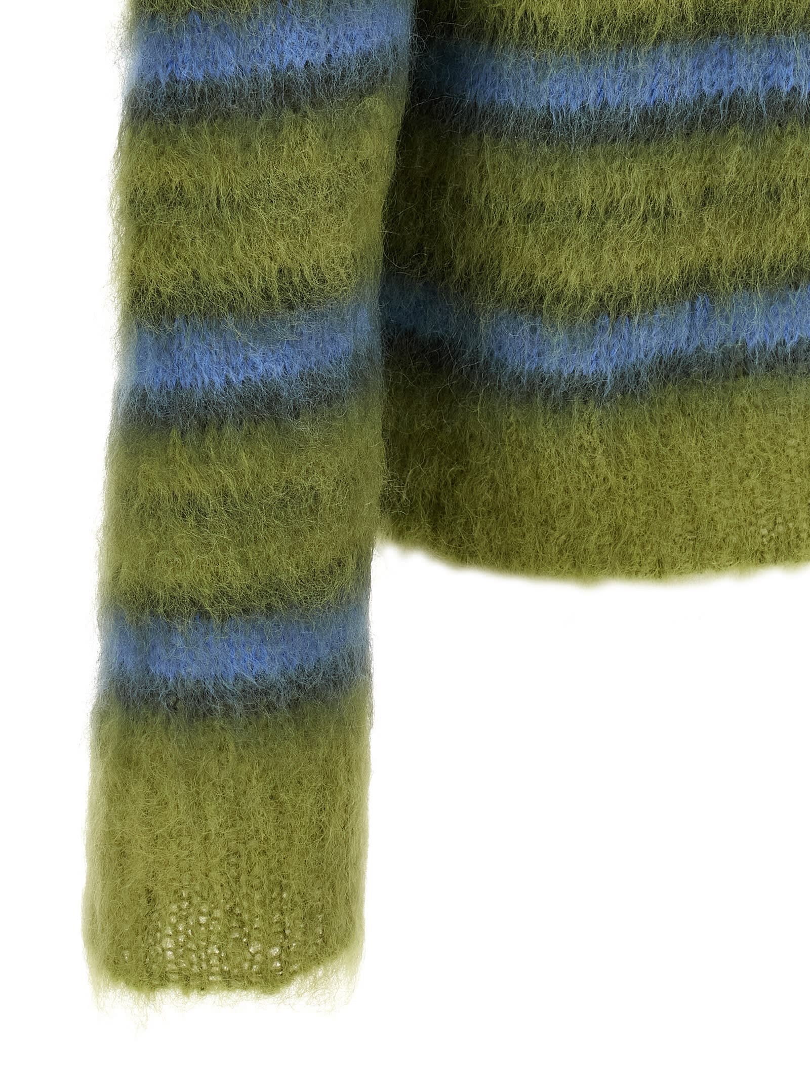 Marni Mens Acid Fuzzy Wuzzy Striped Wool-blend Jumper In Green