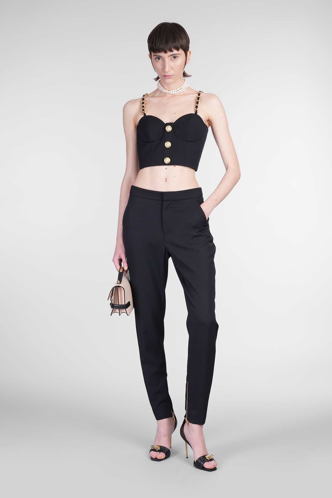 Balmain Pants In Black Wool In Black