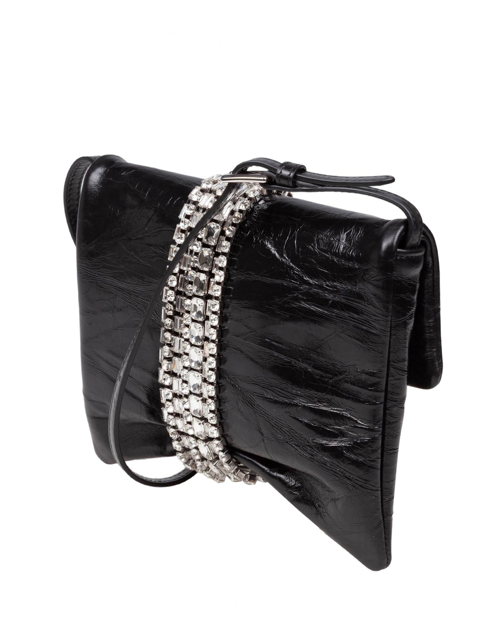 Jimmy Choo Zandra Clutch Bag In Black Metallic Leather In Multi
