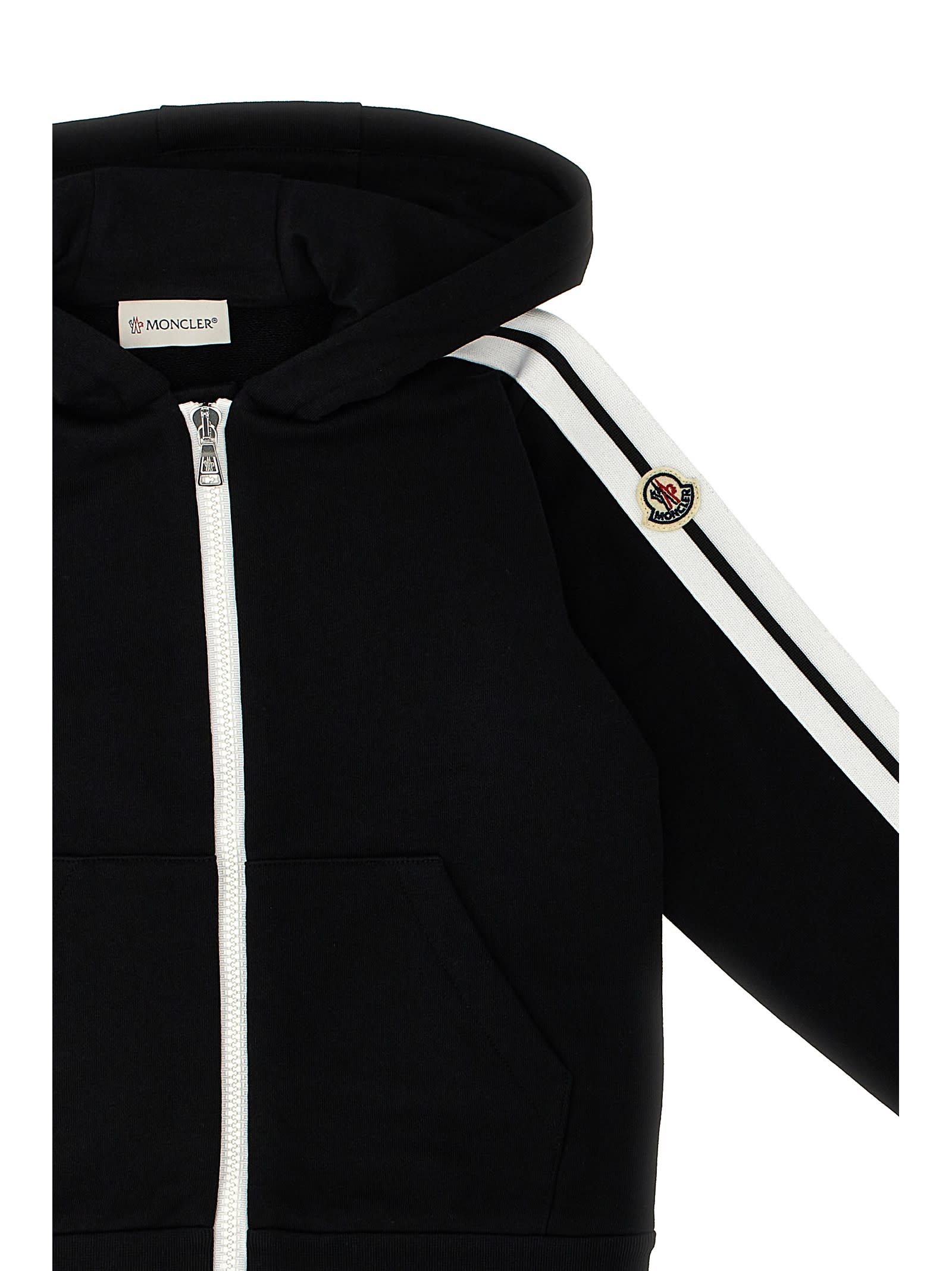 Shop Moncler Hoodie + Joggers Tracksuit In White/black
