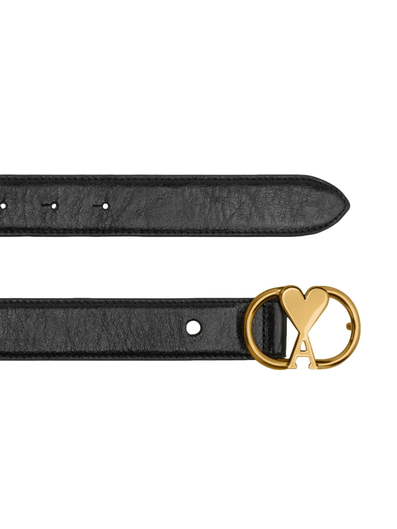 Shop Ami Alexandre Mattiussi Cintura Fibbia In Black Brass