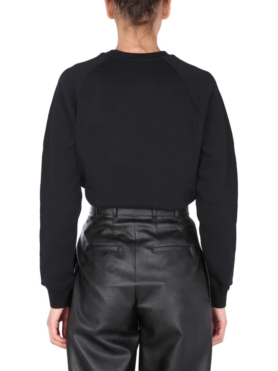 Shop Msgm Sweatshirt With Brushed Logo Print In Black