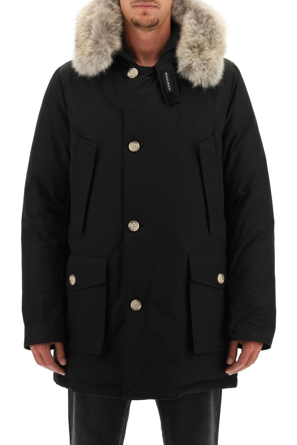 Shop Woolrich Artic Df Parka With Coyote Fur  In Black