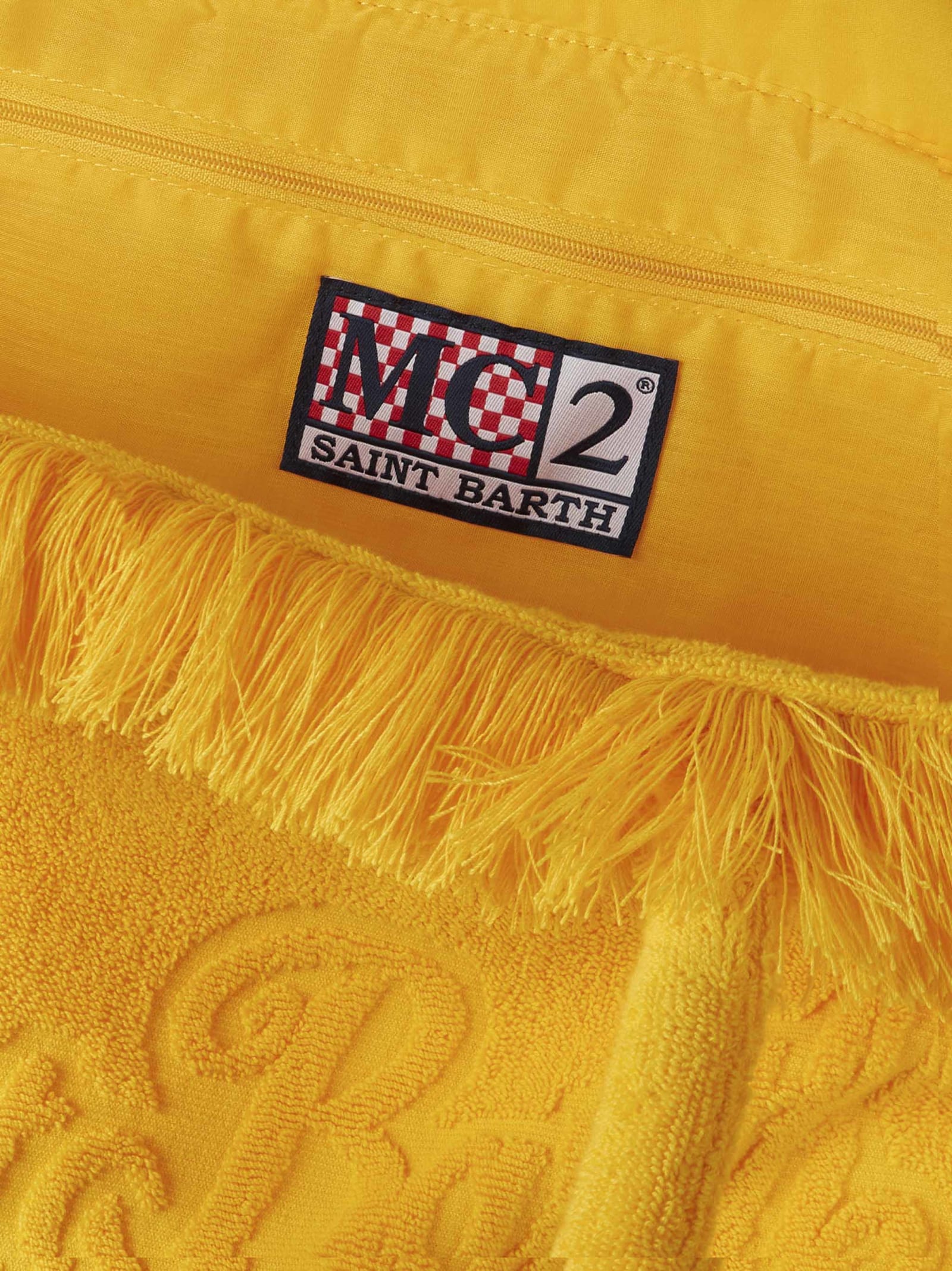 Mc2 Saint Barth Vanity Yellow Terry Shoulder Bag With Embossed Logo In Yellow