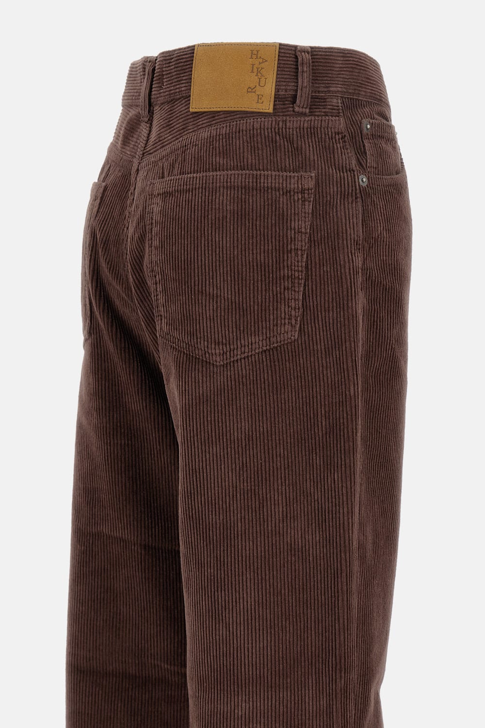 Haikure Korea Brown Pants With Logo Patch On The Rear In Corduroy Woman In Brown