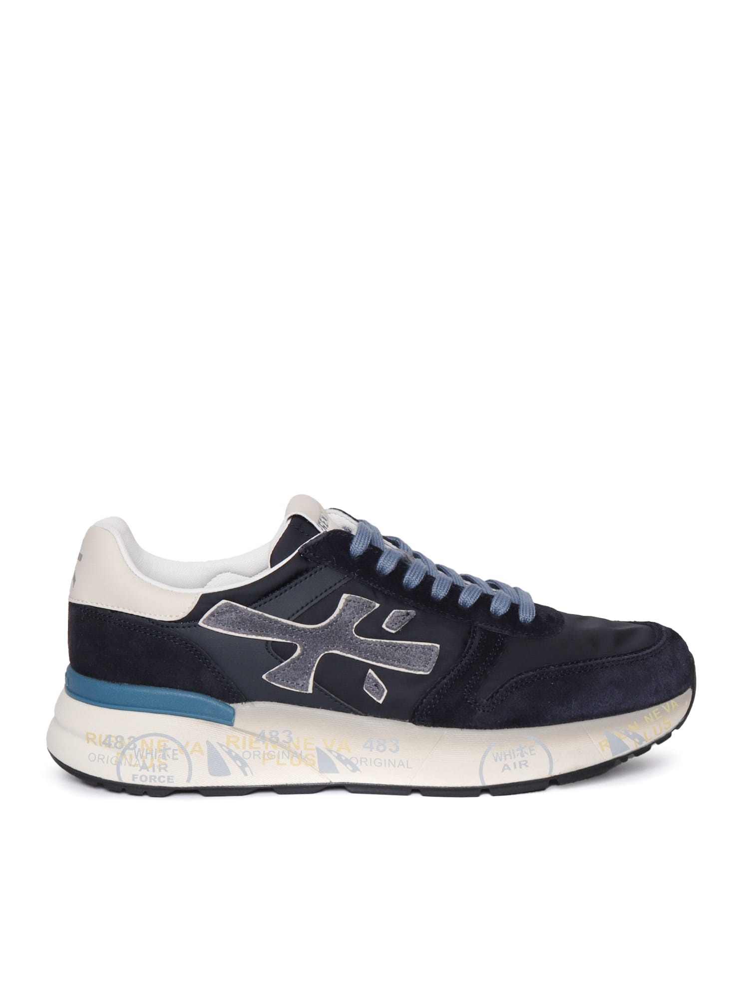 Premiata Layered White And Grey Sneakers With Sculpted Sole In Multi