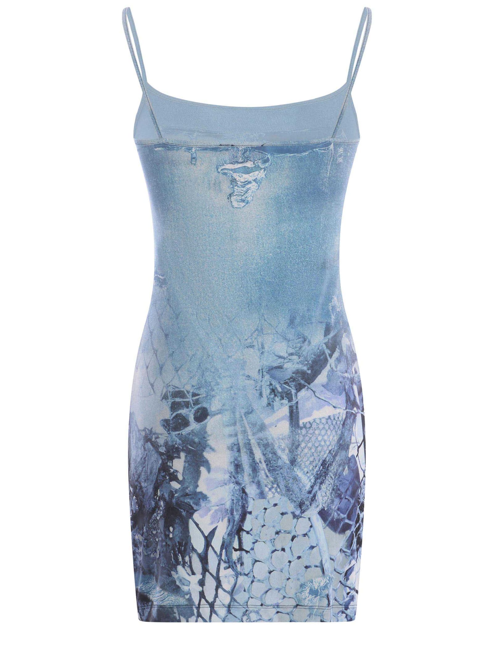 Shop Diesel Dress  D-hoppyn Made Of Nylon In Azzurro