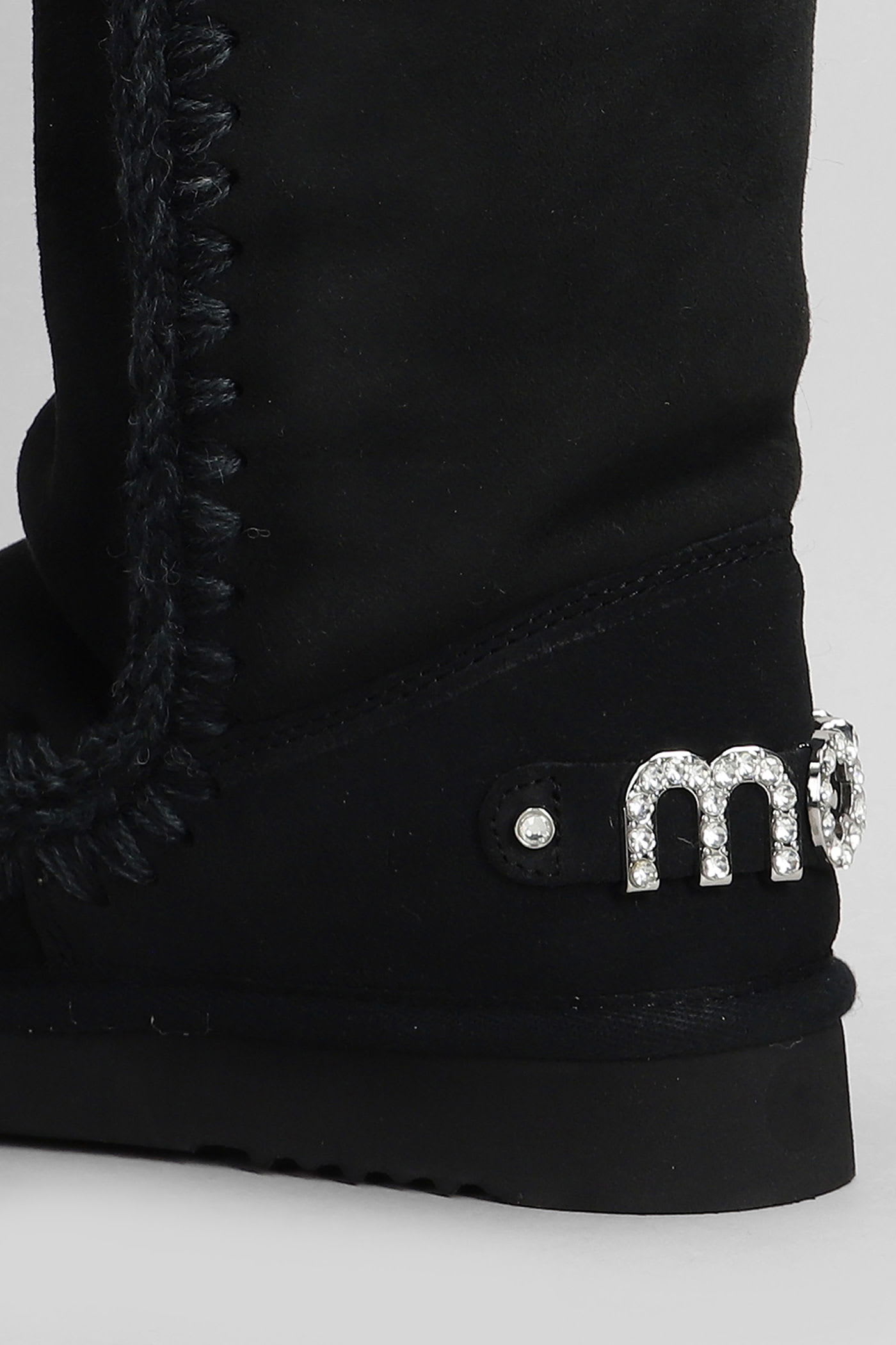 Mou Eskimo 40 Low Heels Boots In Black Suede In Black