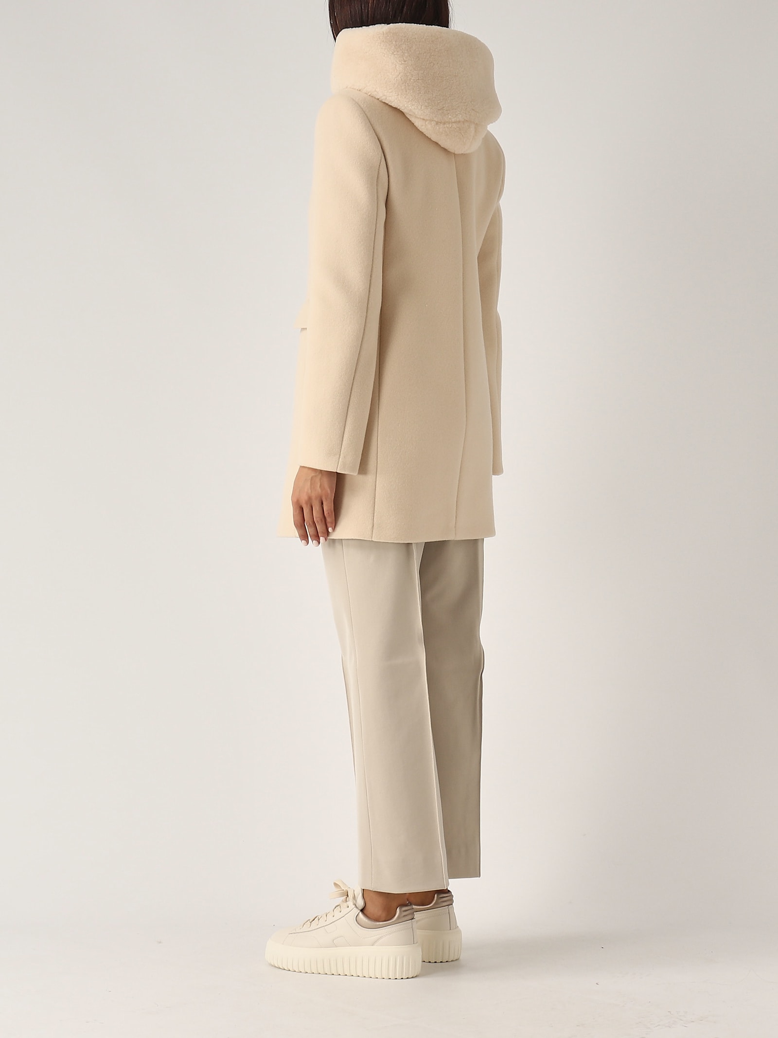 Shop Fay Toggle Coat Db Front Teddy Coat In Yogurt