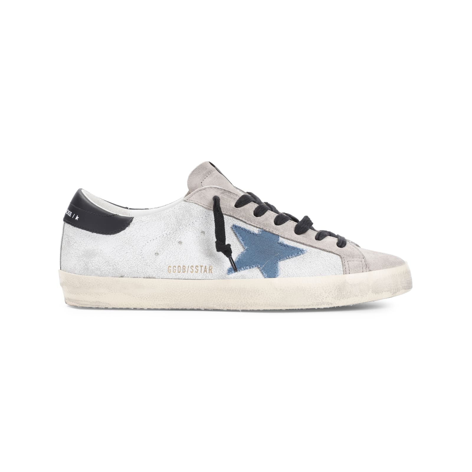 Shop Golden Goose Superstar Sneakers In White Beige Blue Black