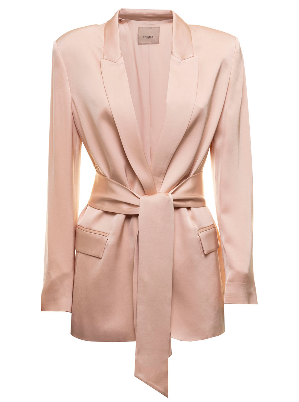 TwinSet Single-breasted Pink Viscose Jacket With Belt Twin Set Woman