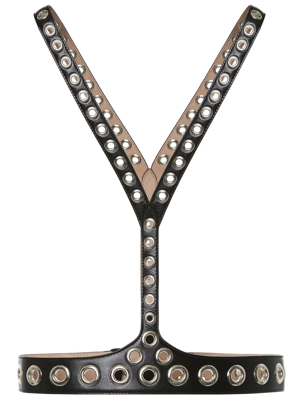 ALEXANDER MCQUEEN BLACK LEATHER HARNESS WITH EYELETS