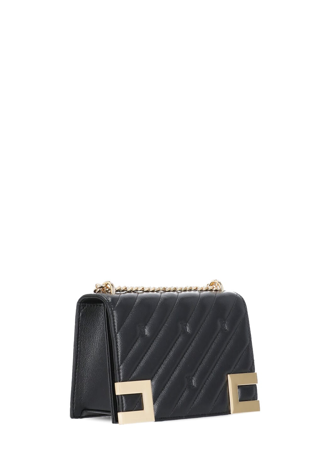 Shop Elisabetta Franchi Matelasse Bag With Logo In Black