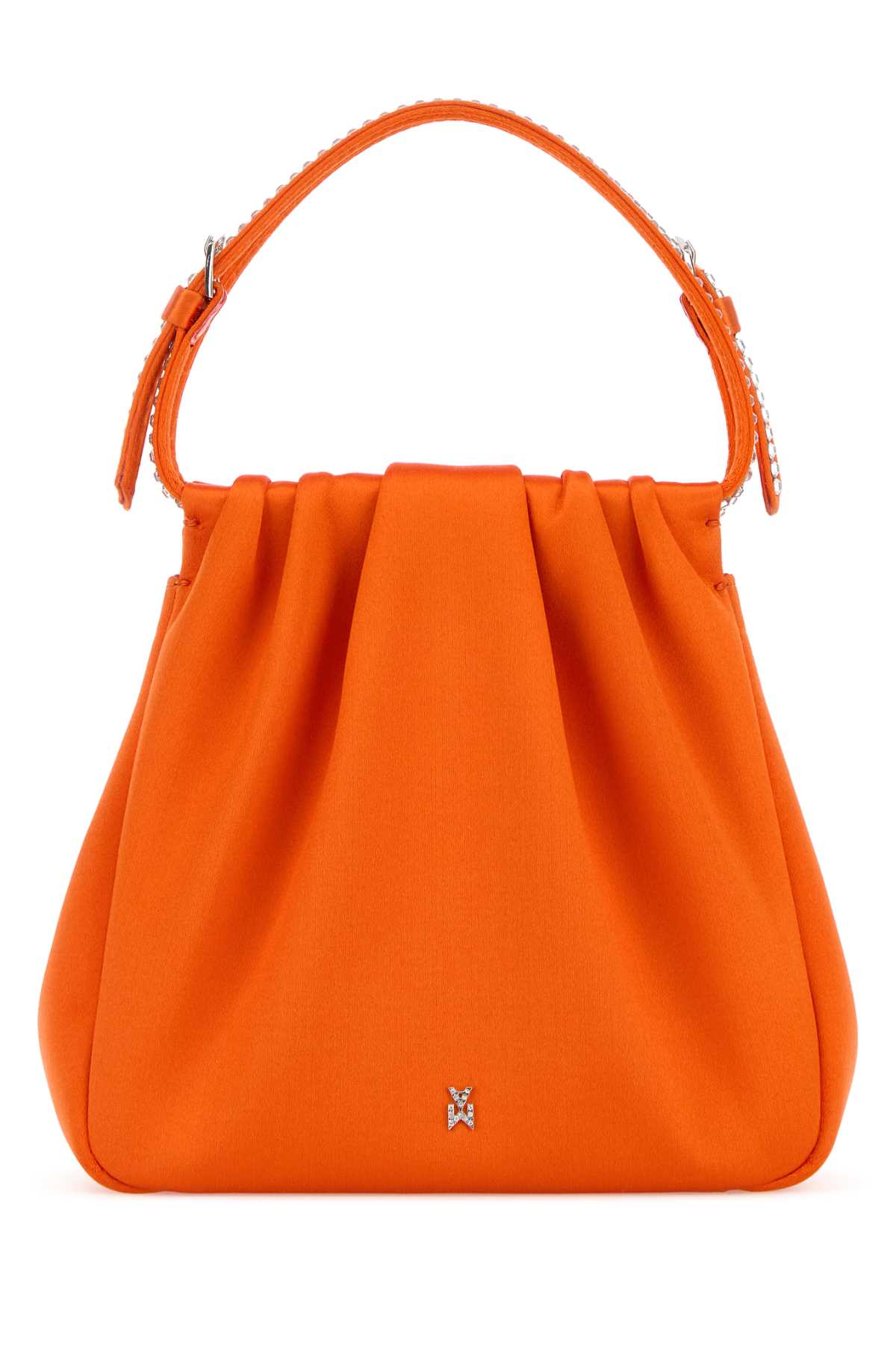 Amina Muaddi Orange Satin Vittoria Crystal Handbag