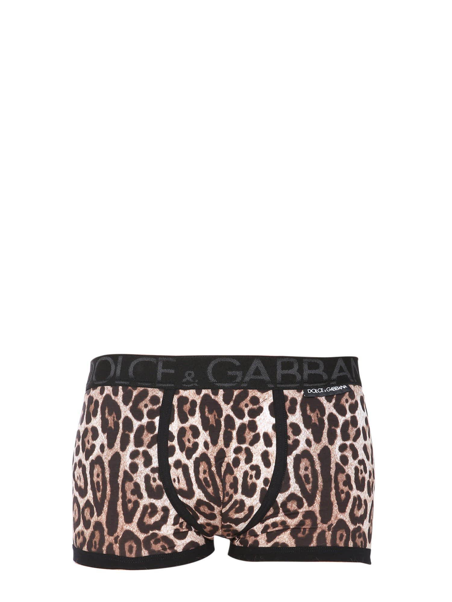 Dolce & Gabbana Boxers With Leo Print In Animalier