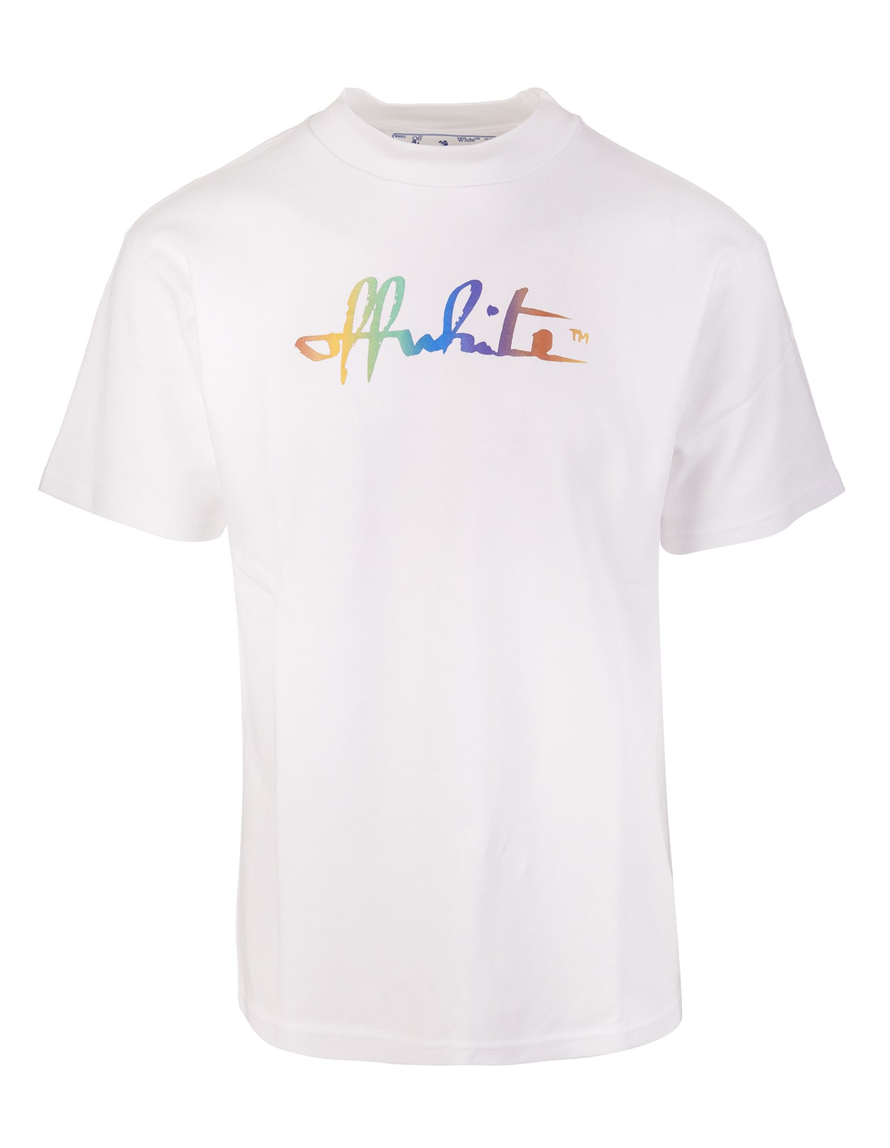 Off-White White Woman T-shirt With Rainbow Logo