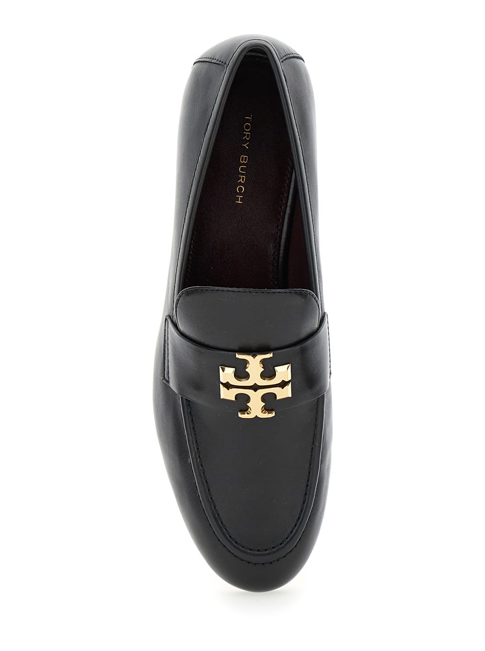 Shop Tory Burch Eleonor Black Slip-on Loafers With Double T In Leather Woman