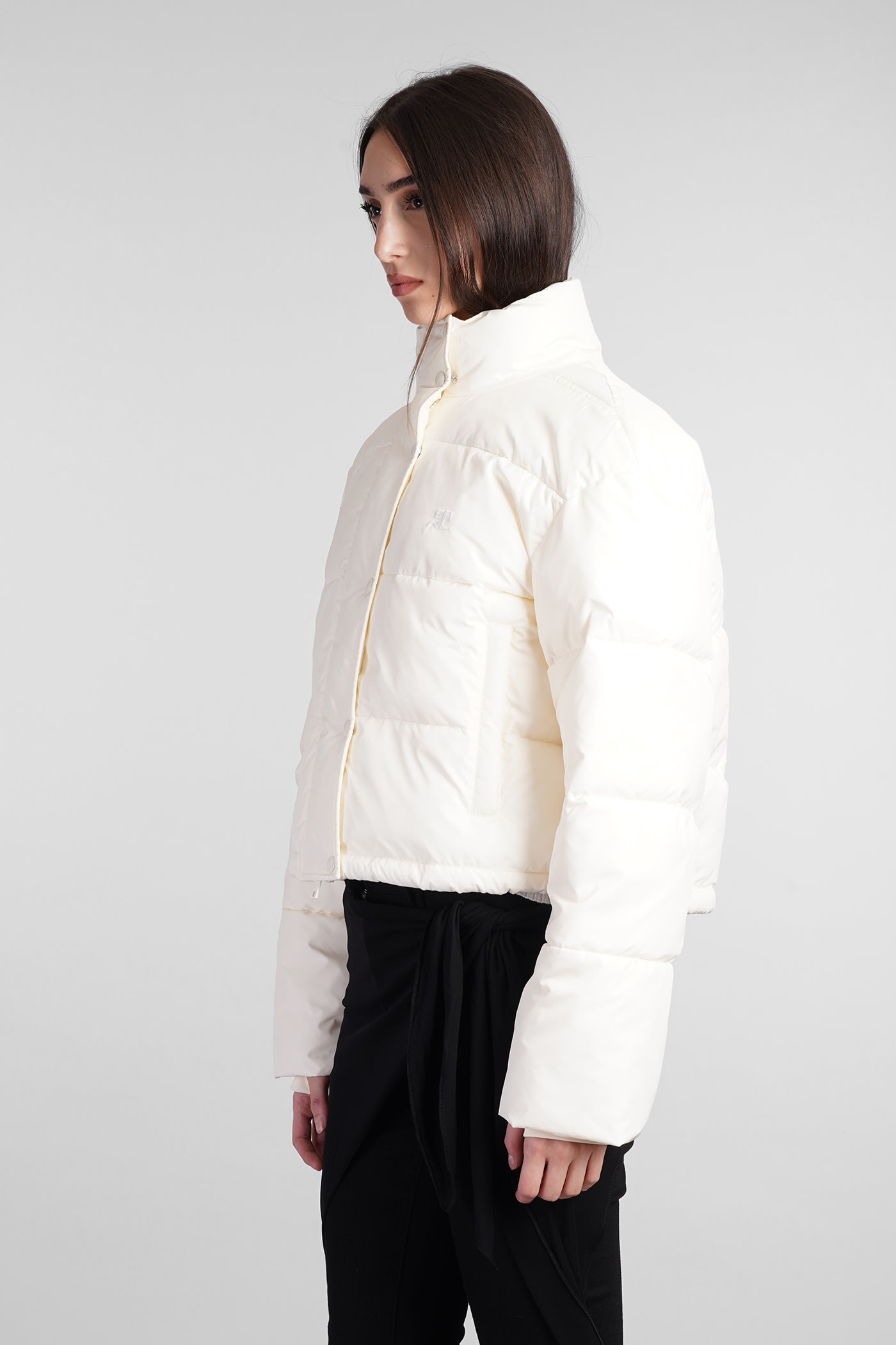 Shop Courrèges Puffer In Beige Polyester