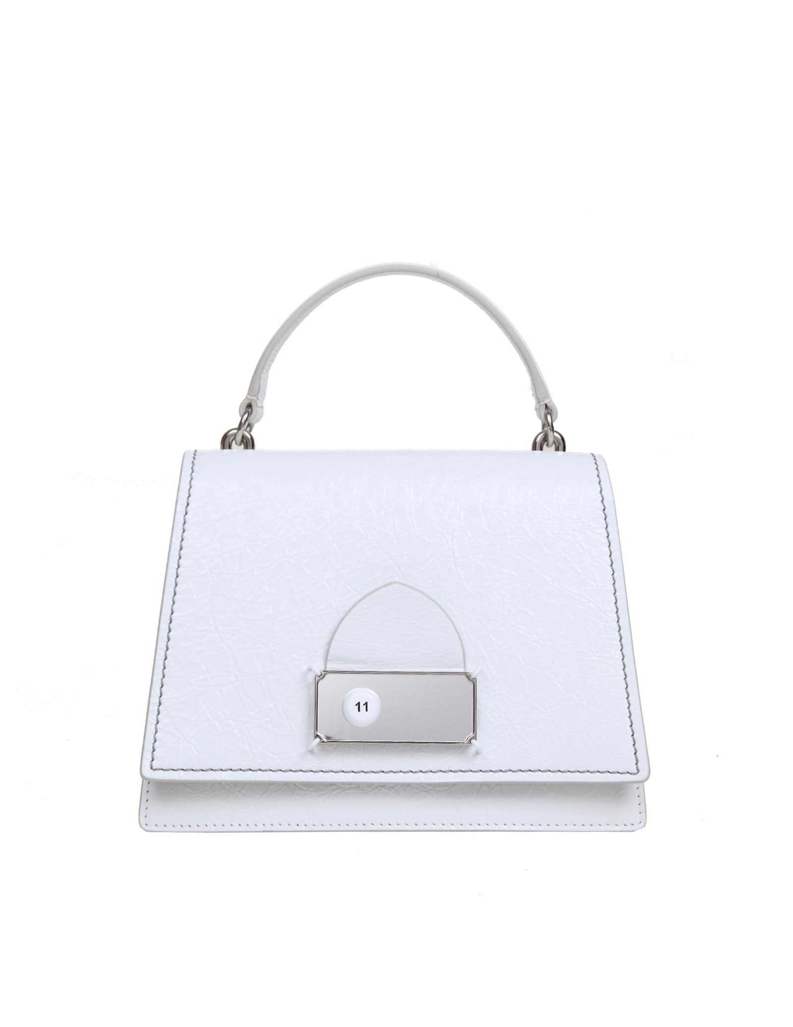 Maison Margiela Handbag In White Painted Leather