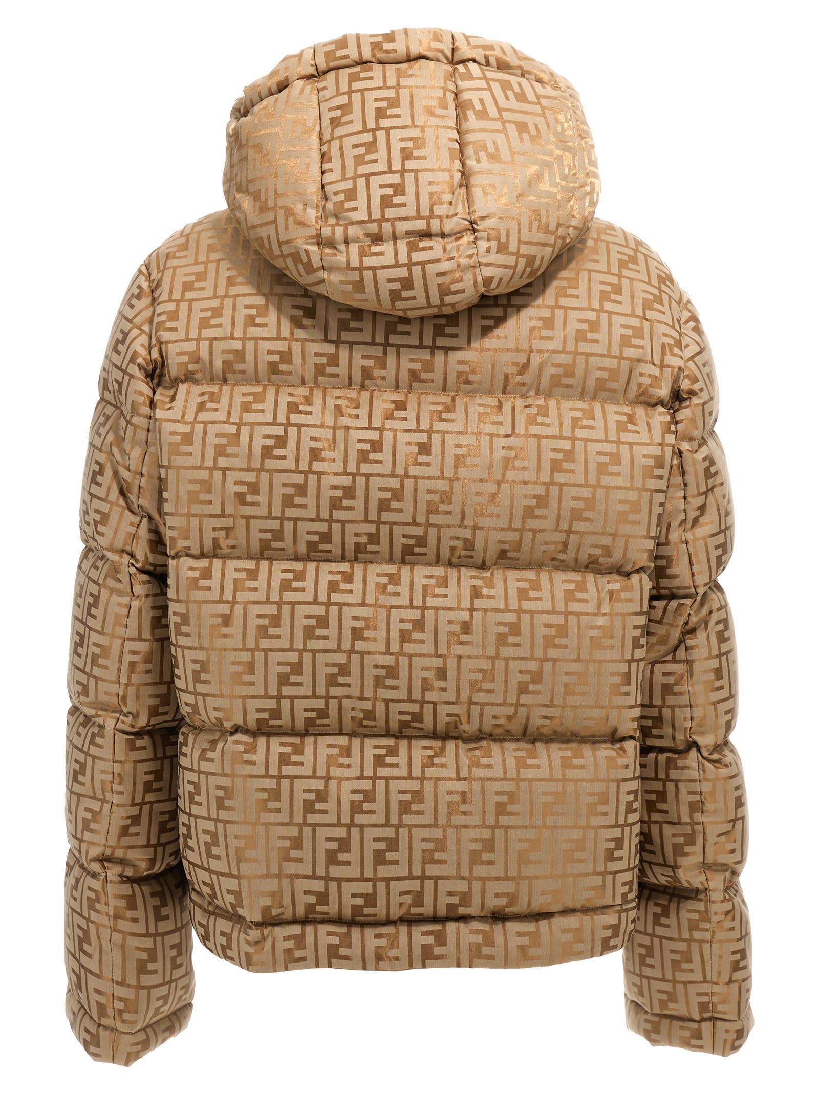 Shop Fendi Ff Down Jacket In Beige