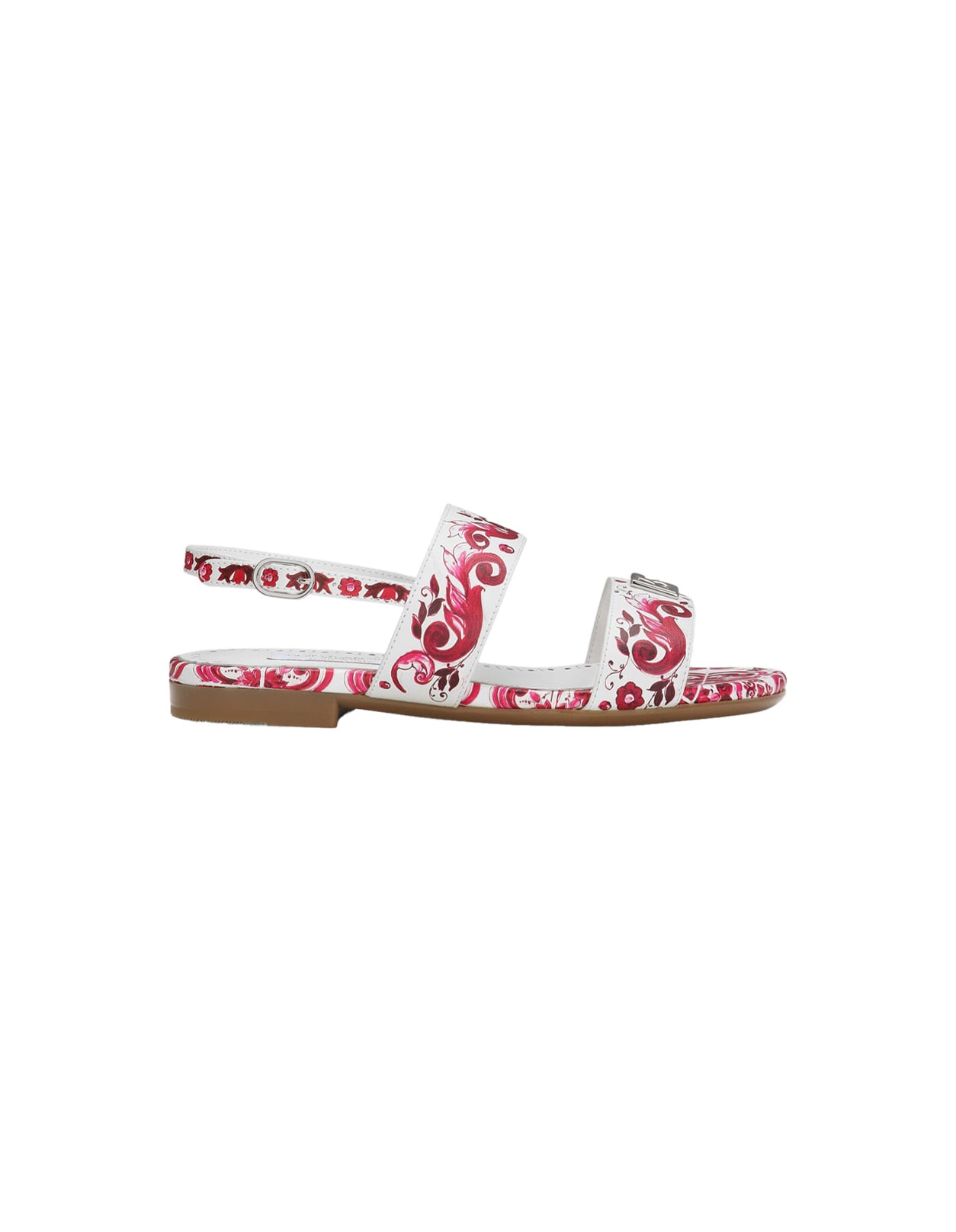 Shop Dolce & Gabbana Sandal With Fuchsia Majolica Print In Pink