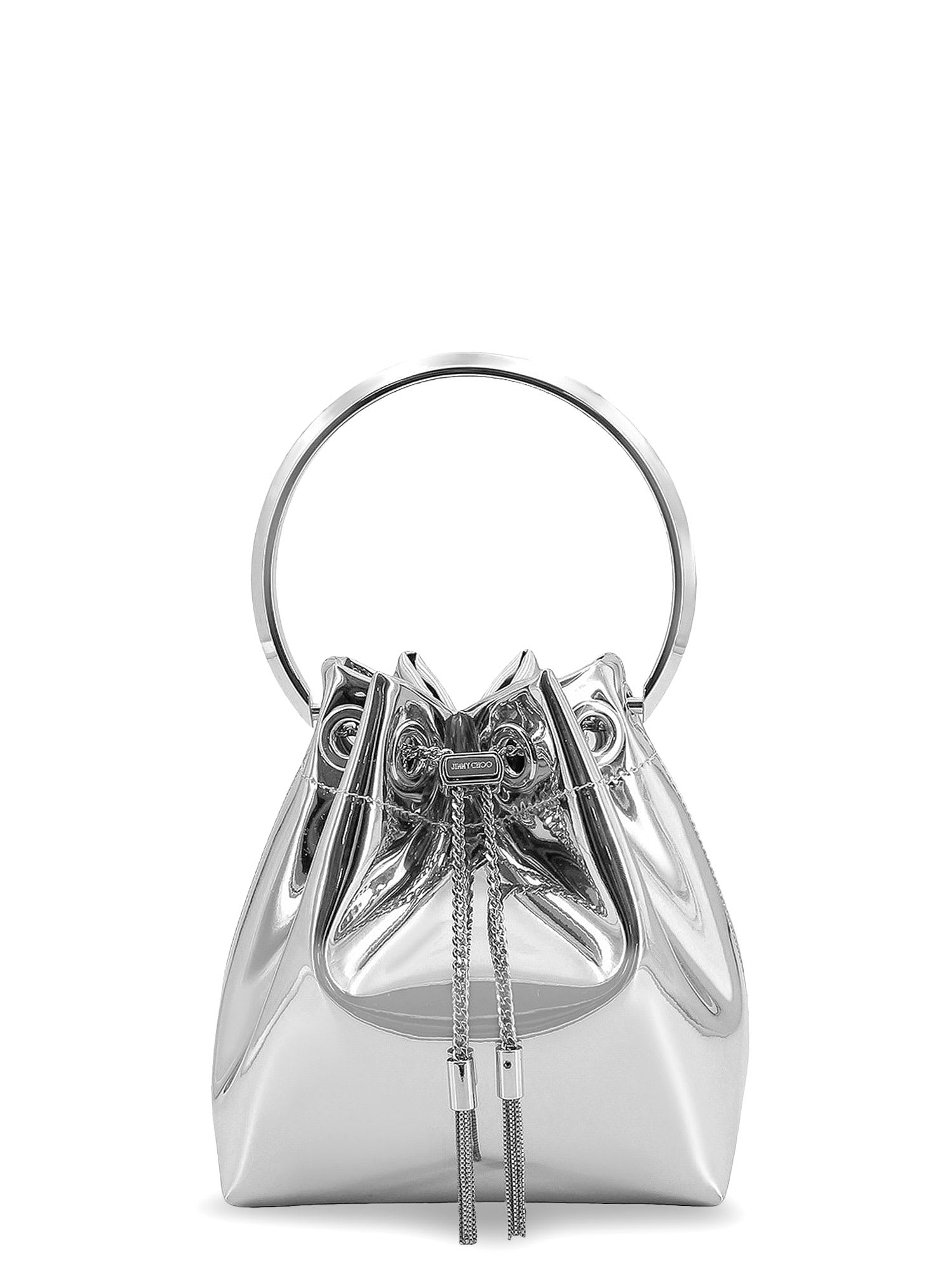 Jimmy Choo Bonbon Mirrored Fabric Bucket Bag