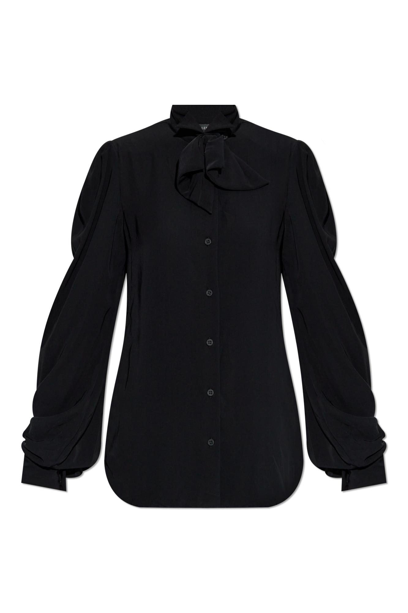 Balenciaga Pussy-bow Crinkled-jersey Shirt In Black