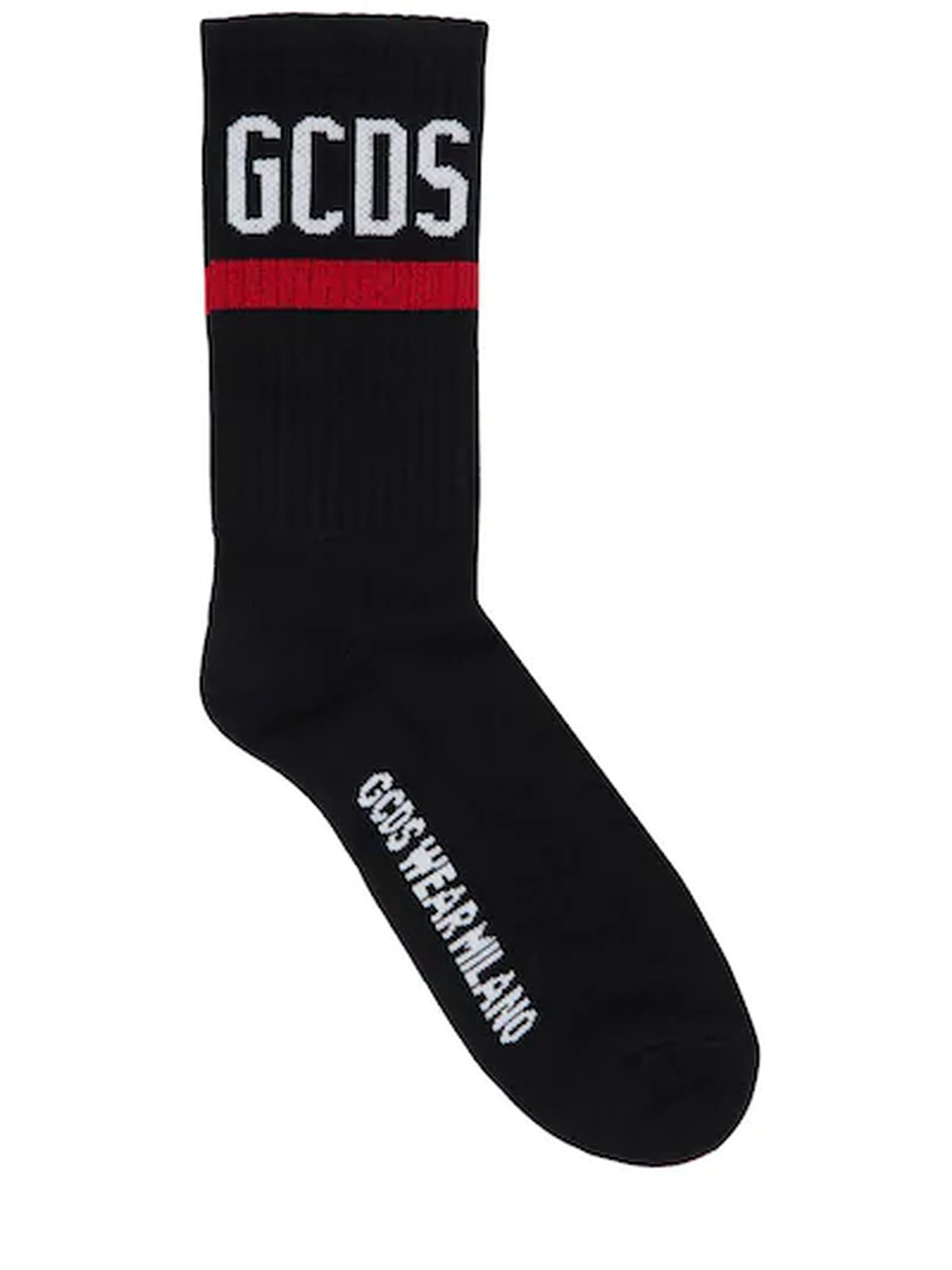 GCDS Black Stretch-cotton Blend Socks