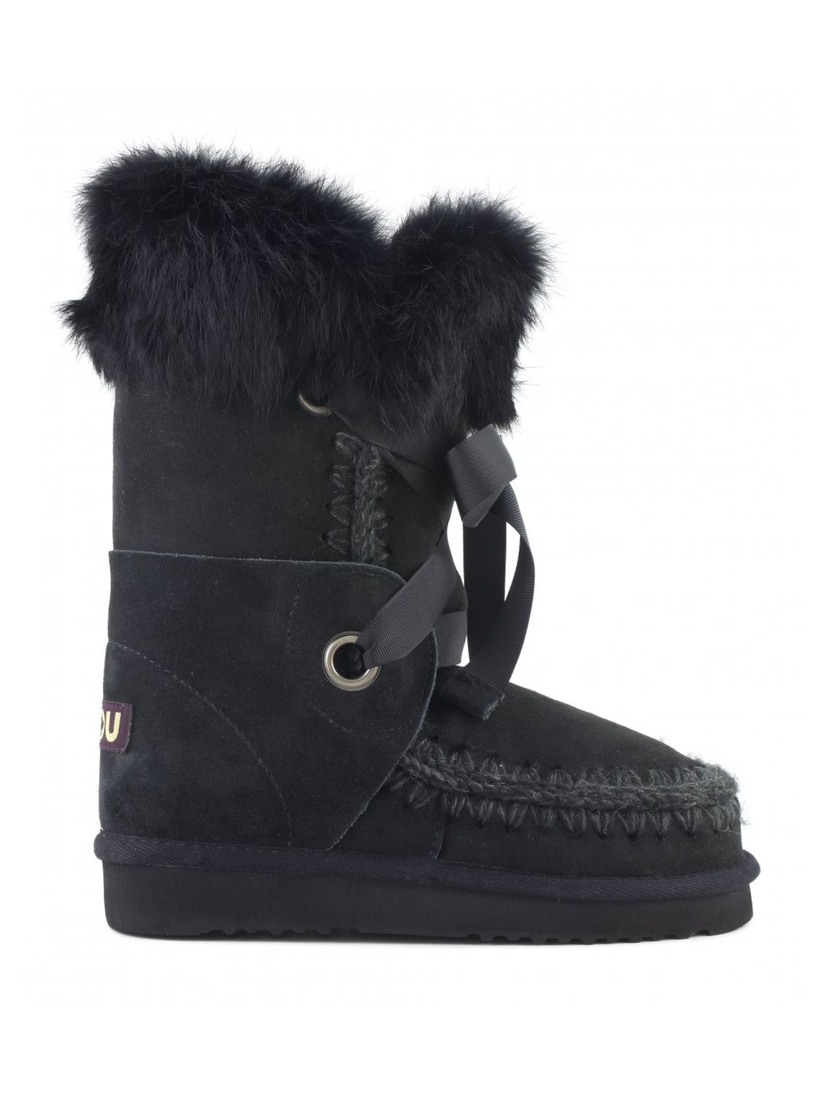 Shop Mou Black Sheepskin Eskimo Lace E Fur