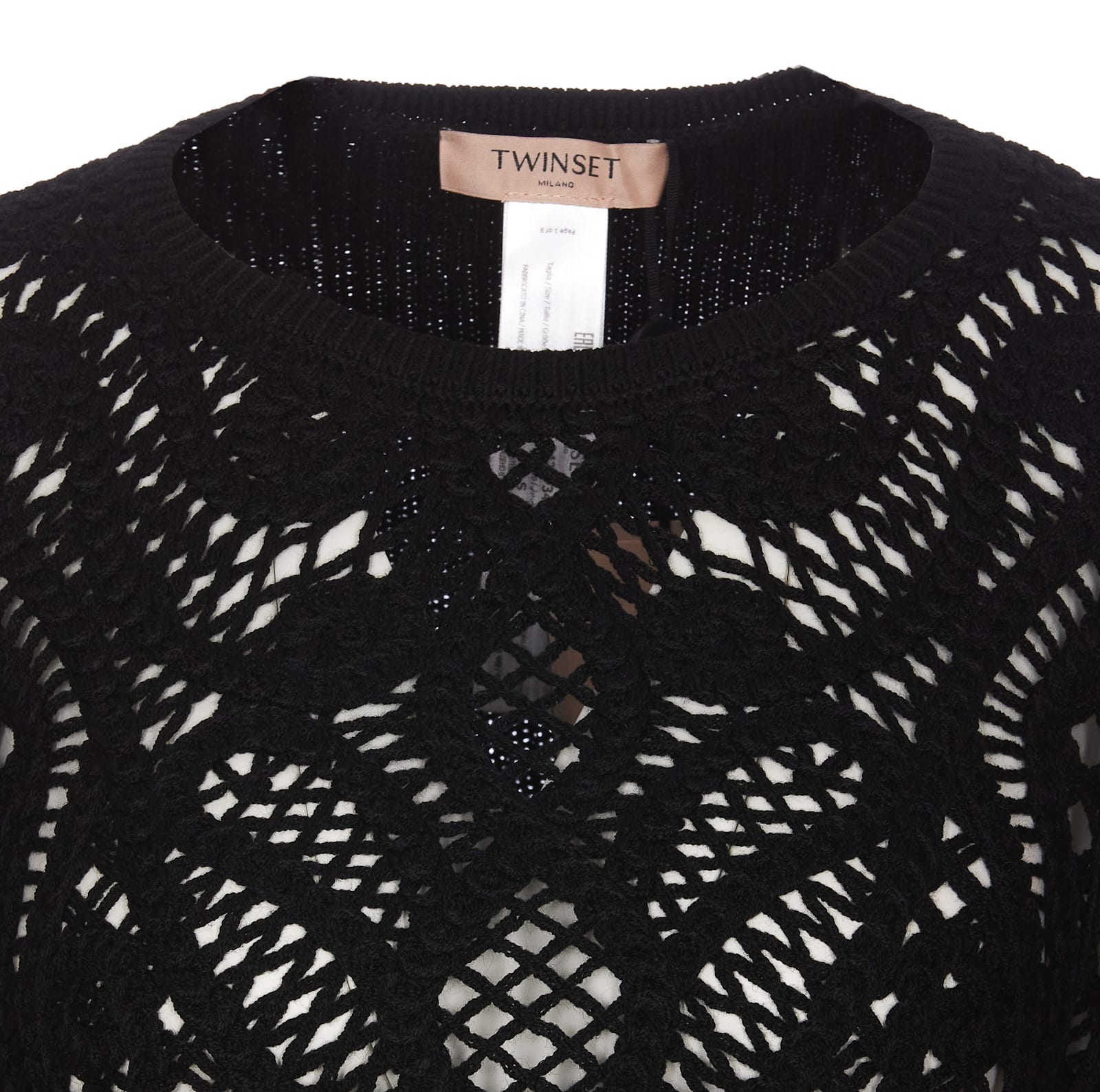 Shop Twinset Knit Mix Wool Sweater In Black