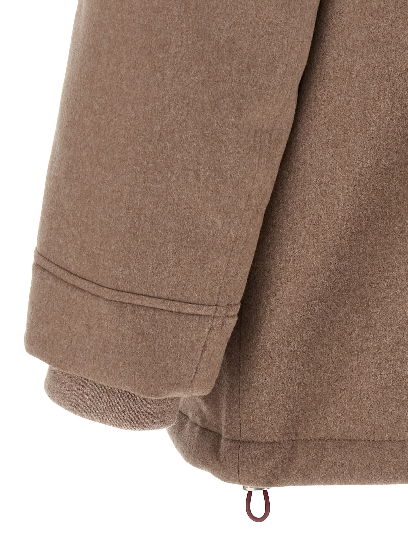 Brunello Cucinelli Flannel Down Jacket Puffer Jackets Beige In Brown