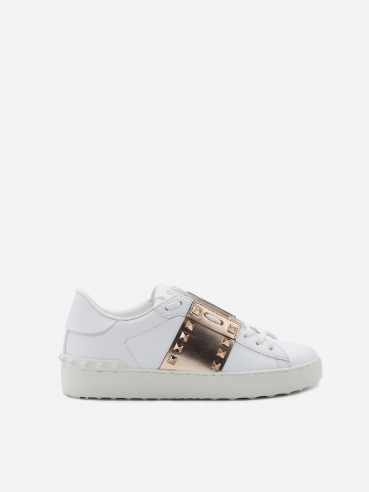 Valentino Garavani Rockstud Sneakers In Leather With Contrasting Band
