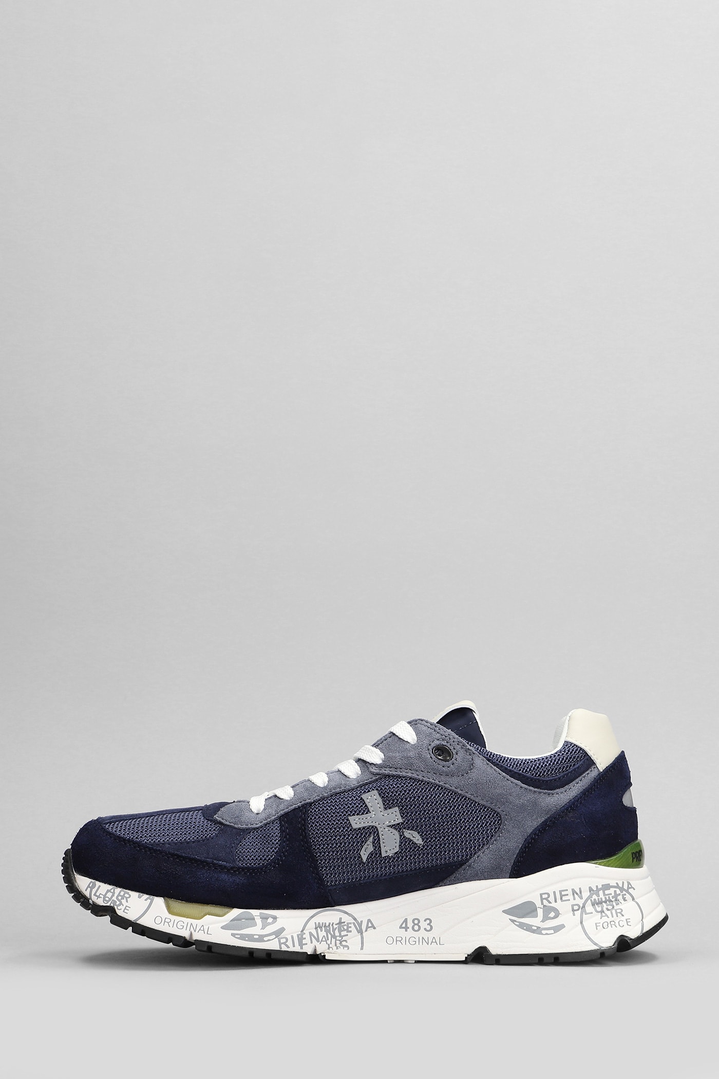 Shop Premiata Mase Sneakers In Blue Suede And Fabric