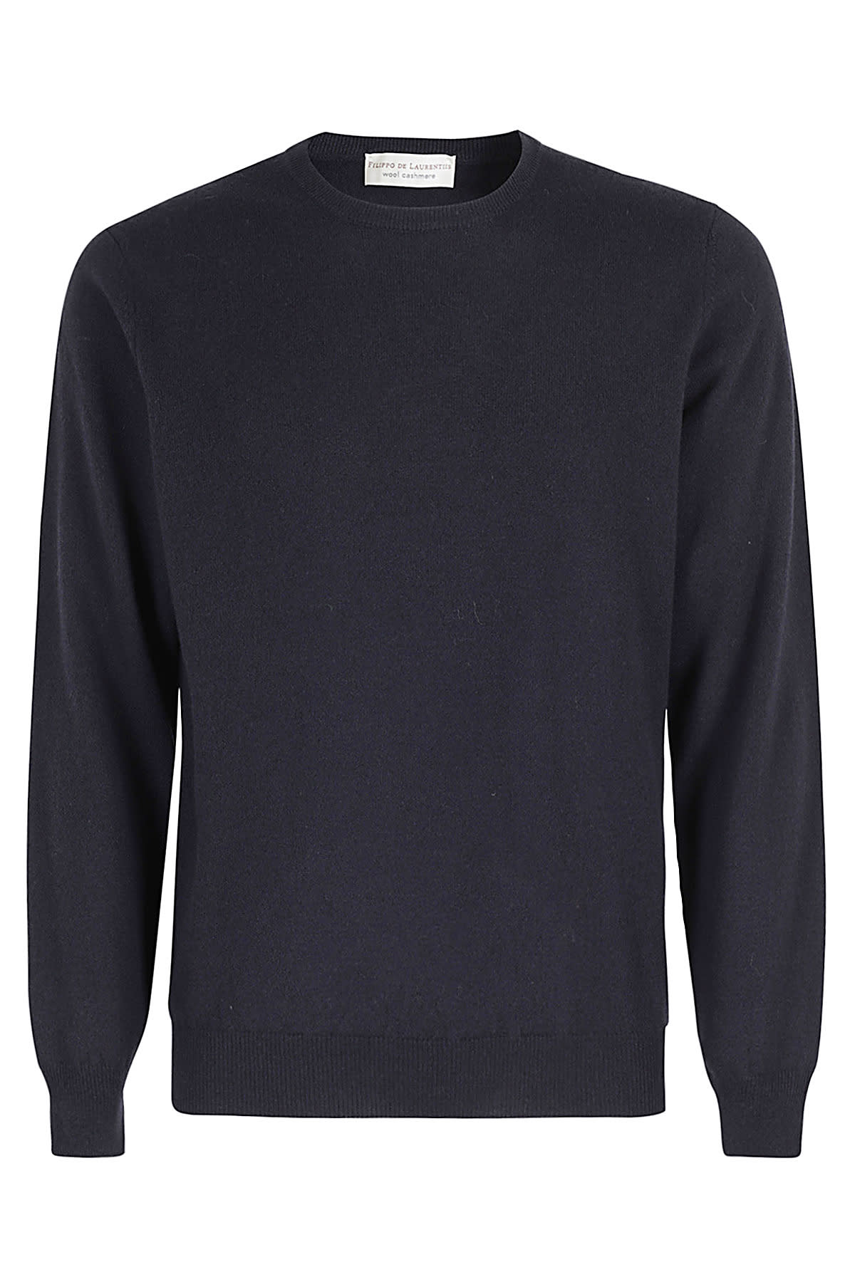 Shop Filippo De Laurentiis Girocollo ml Lana Cashmere In Blu Notte