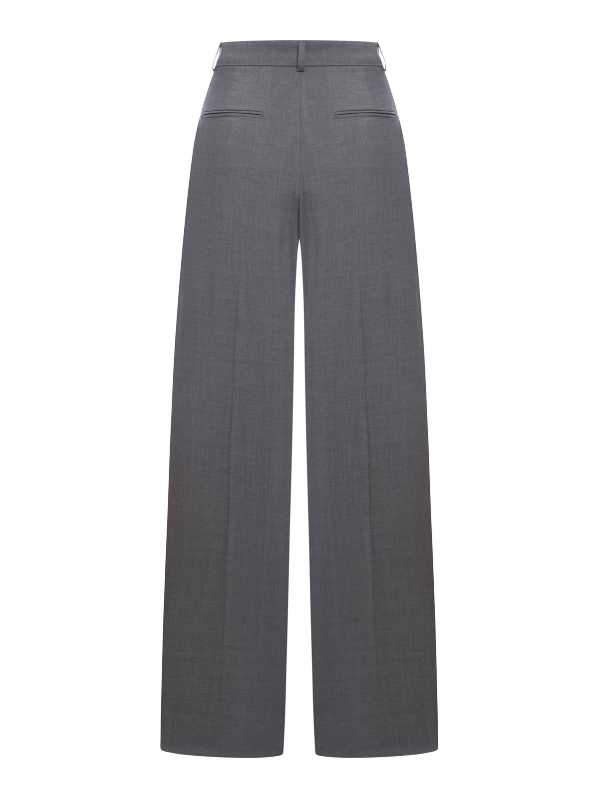 Shop Sportmax High Waist Straight Leg Trousers In Grey Dark