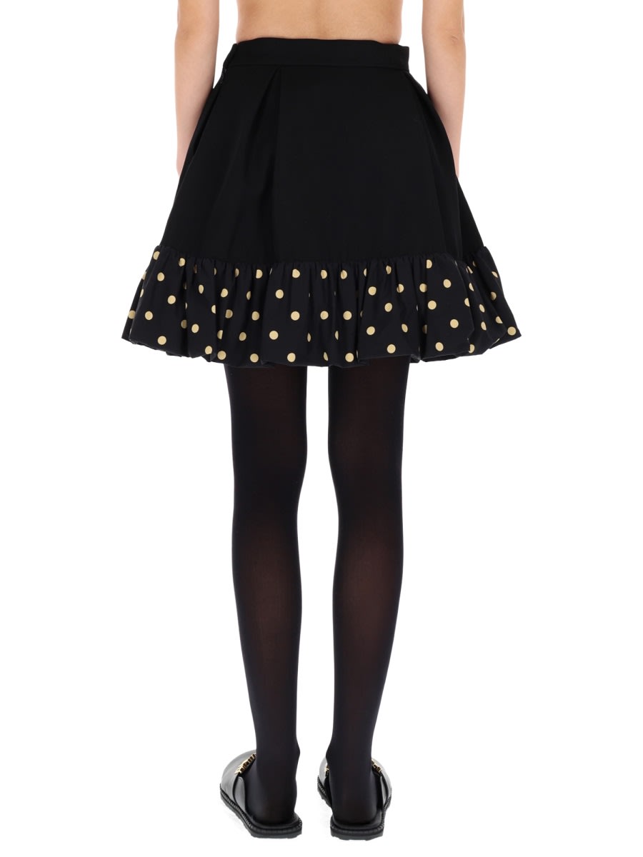 Moschino Midi Skirt With Polka Dots And Ruffles In Black