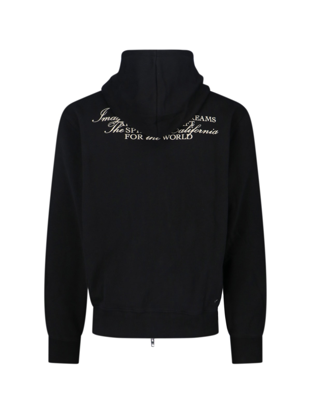 Amiri Black Zip-up Hoodie With Drawstring Hood And Kangaroo Pocket In Black