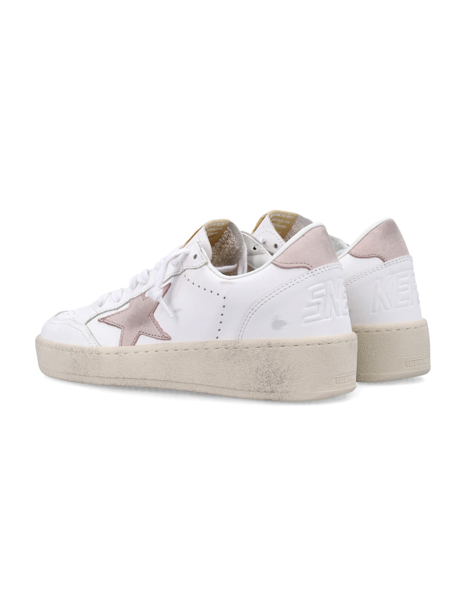 Golden Goose Ball Star 2 White Leather Sneakers In White Pink