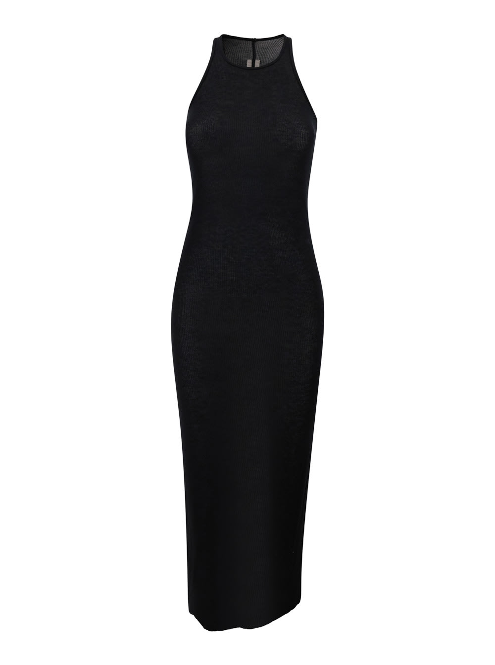 Shop Rick Owens Black Sleeveless Crew Neck Dress In Technical Fabric Woman